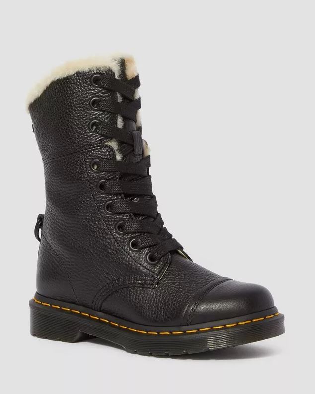 Dr.Martens AIMILITA GRIZZLY MILLED NAPPA GEFUTTERT Echtleder Schwarz 2 ModeRockCenter