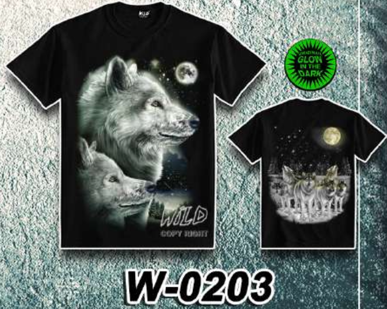 WILD - Glow in the Dark T-Shirt Wolf Mond W-0203