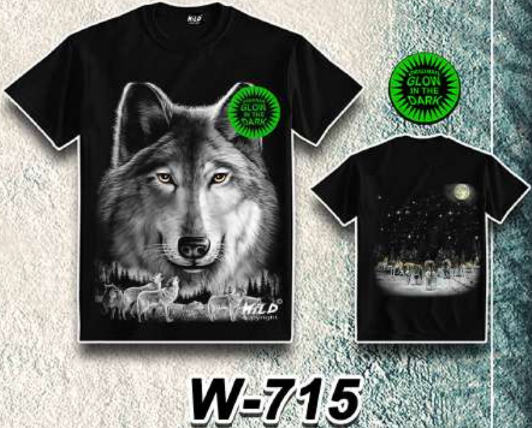 WILD - Glow in the Dark T-Shirt Wolf W-715