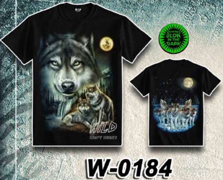 WILD - Glow in the Dark T-Shirt Wolf W-0184