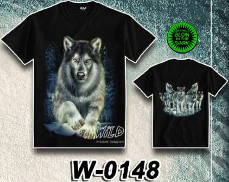 WILD - Glow in the Dark T-Shirt Wolf W-0148