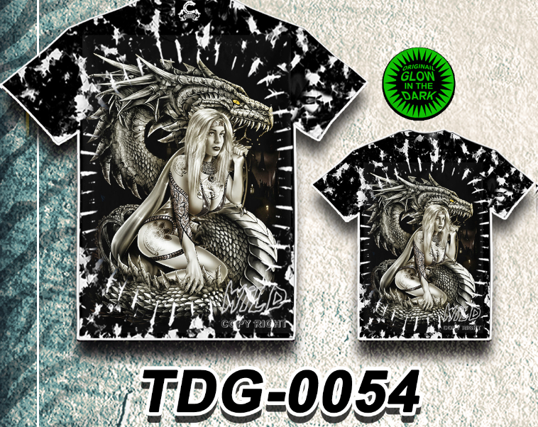 WILD - Glow in the Dark T-Shirt Drache Frau TDG-0054 Batik