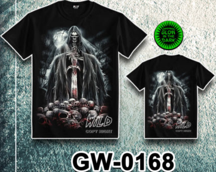 WILD - Glow in the Dark T-Shirt Totenkopf Schwert GW-0168