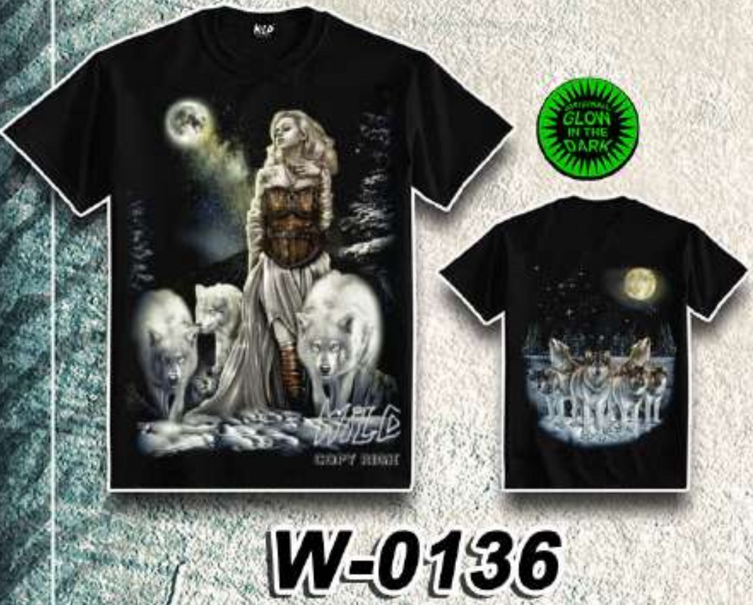 WILD - Glow in the Dark T-Shirt Wolf Frau W-0136