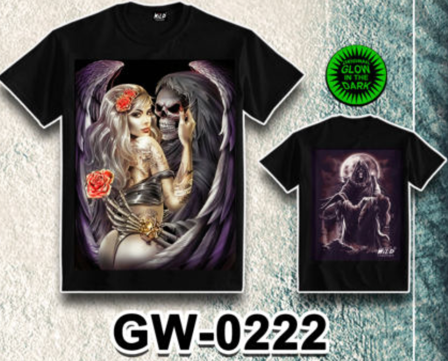 WILD - Glow in the Dark T-Shirt Totenkopf mit Frau GW-0222