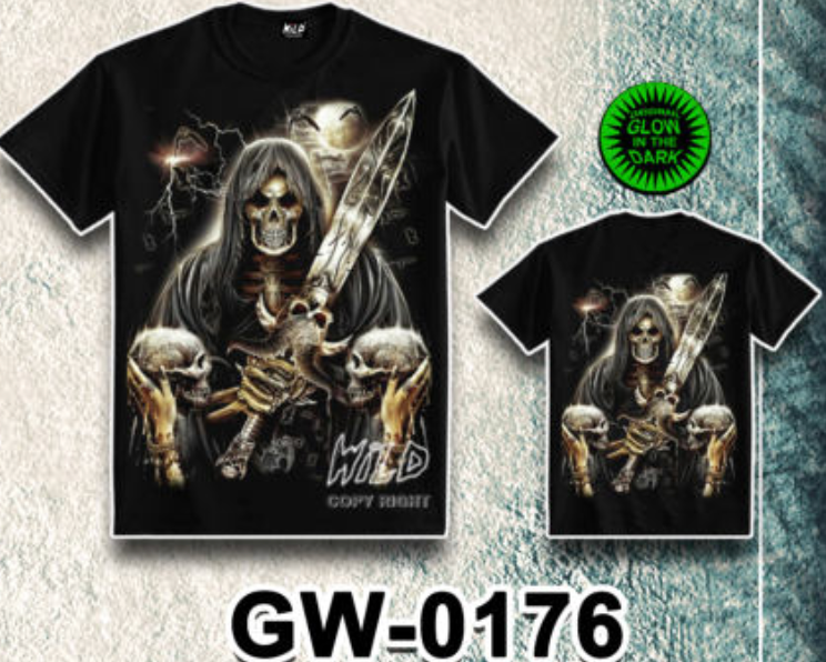 WILD - Glow in the Dark T-Shirt Totenkopf Schwert GW-0176