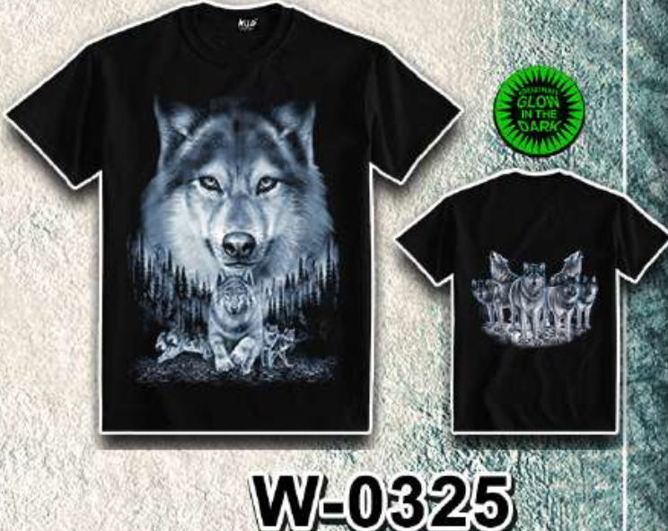 WILD - Glow in the Dark T-Shirt Wolf W-0325