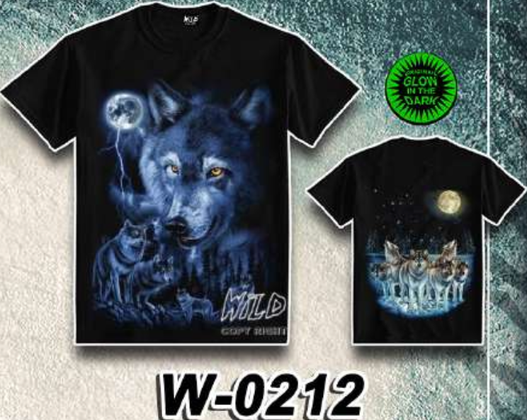 WILD - Glow in the Dark T-Shirt Wolf W-0212