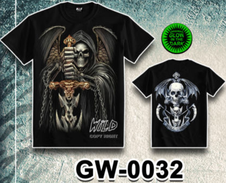 WILD - Glow in the Dark T-Shirt Totenkopf Skull GW-0032