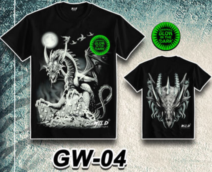 WILD - Glow in the Dark T-Shirt Weisser Drache GW-04