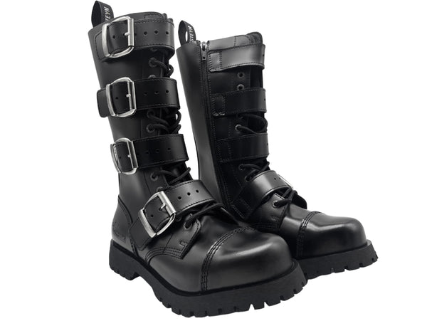 Darksteyn Schuhe 14 Eye 4 Buckle Ranger Premium Boots Black Springerstiefel