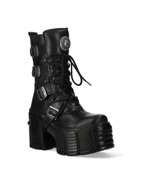 New Rock M-TM005-C3 Plateau Echtleder Boots Schwarz MAX