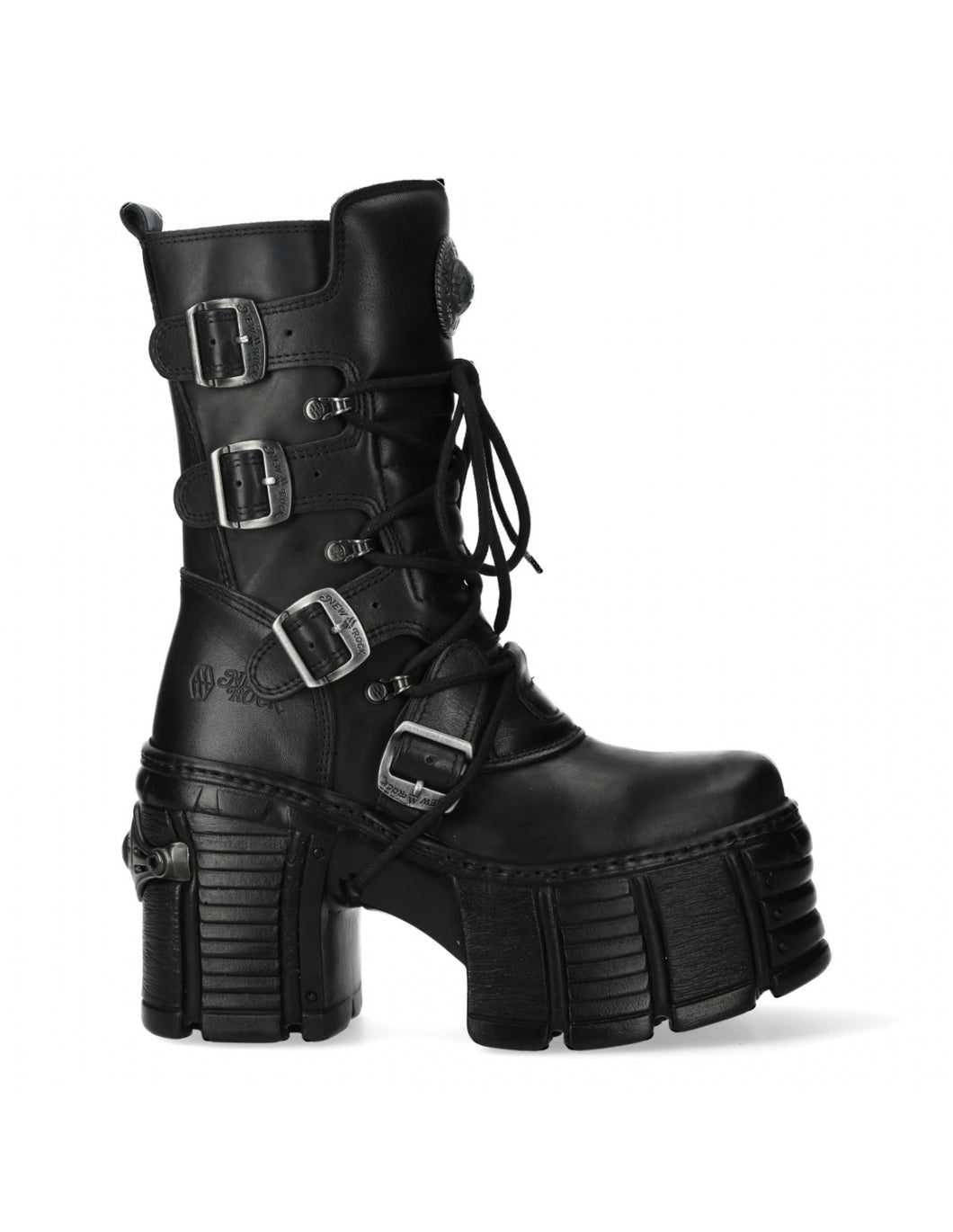 New Rock M-TM005-C3 Plateau Echtleder Boots Schwarz MAX