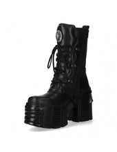 Lade das Bild in den Galerie-Viewer, New Rock M-TM005-C3 Plateau Echtleder Boots Schwarz MAX
