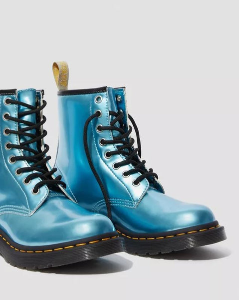 Dr. Martens 8-Loch Stiefel VEGAN 1460 METALLIC ANKLE BOOTS Goldmix Blau 25279400