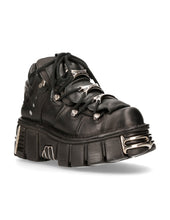 Lade das Bild in den Galerie-Viewer, New Rock Plateau Ankle Boots Metallic M-106-S1 Schwarz
