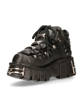 Lade das Bild in den Galerie-Viewer, New Rock Plateau Ankle Boots Metallic M-106-S1 Schwarz
