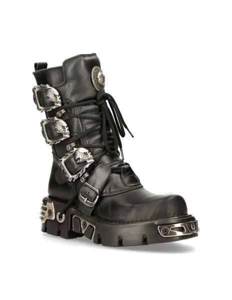 New Rock Schuhe Shoes Boots Stiefel M.391-S1 Bikerstiefel Gothic Echtleder Totenkopf Skull