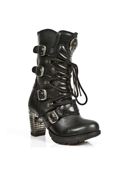 New Rock M-TR003-S1 Platform Genuine Leather Boots Black