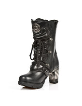 Lade das Bild in den Galerie-Viewer, New Rock M-TR003-S1 Plateau Echtleder Boots Schwarz
