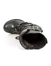 Lade das Bild in den Galerie-Viewer, New Rock M-TR003-S1 Plateau Echtleder Boots Schwarz
