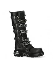 Lade das Bild in den Galerie-Viewer, New Rock Schuhe Shoes Boots Stiefel M-718-C2 Gothic Echtleder Ketten
