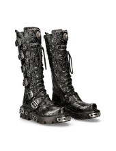 Lade das Bild in den Galerie-Viewer, New Rock Schuhe High Boots M-272-CZ35 Stiefel Gothic Echtleder Vintage Flower Brokat
