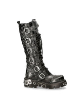 Lade das Bild in den Galerie-Viewer, New Rock Schuhe High Boots M-272-CZ35 Stiefel Gothic Echtleder Vintage Flower Brokat
