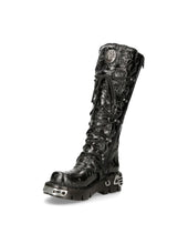 Lade das Bild in den Galerie-Viewer, New Rock Schuhe High Boots M-272-CZ35 Stiefel Gothic Echtleder Vintage Flower Brokat
