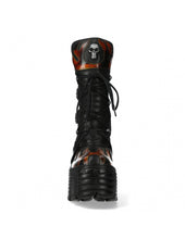 Lade das Bild in den Galerie-Viewer, New Rock M-TM543-C1 Plateau Echtleder Boots Schwarz MAX Flammen
