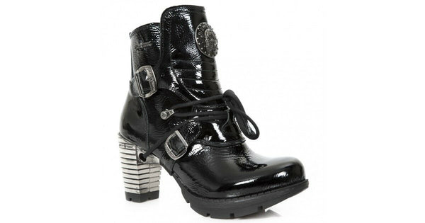 New Rock Shoes Women's Ankle Boots Heel Boots Gothic M.TR061 Patent Leather