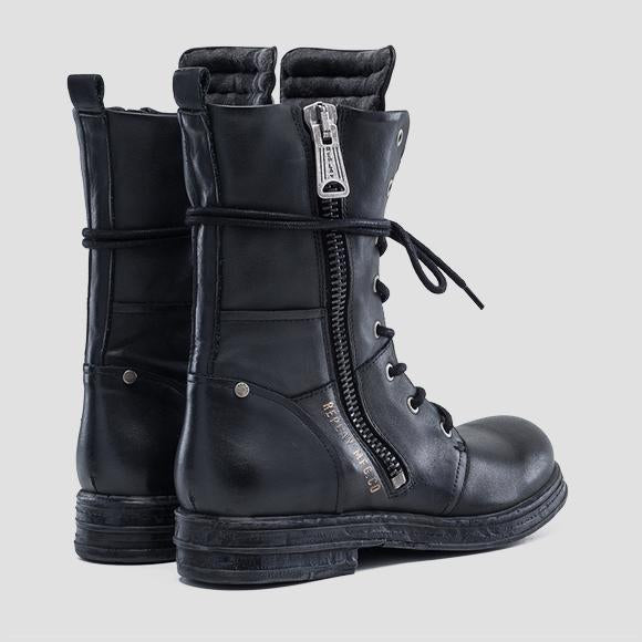 Replay Damenschuhe Schuhe Stiefel Stiefelette Boots Leder Evy Schwarz