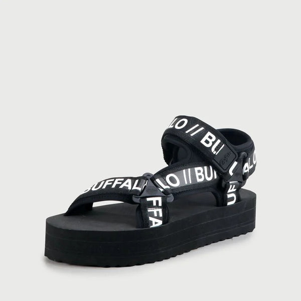 BUFFALO Reja platform sandal vegan, black NEW