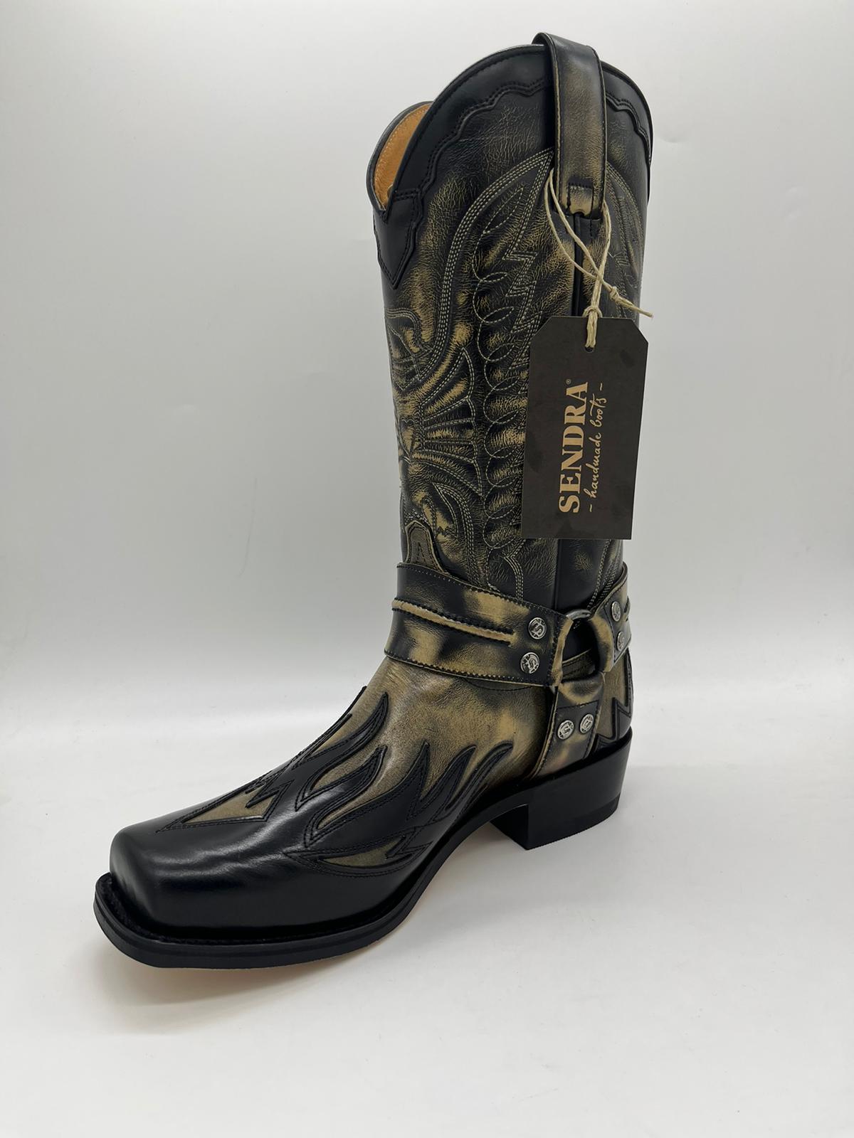 Sendra Boots Western Cowboy Boots Biker Boots 6341 Florentic Negro Denver Handmade